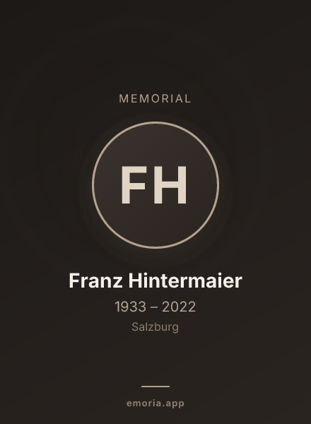 Memorial portrait of Franz Hintermaier