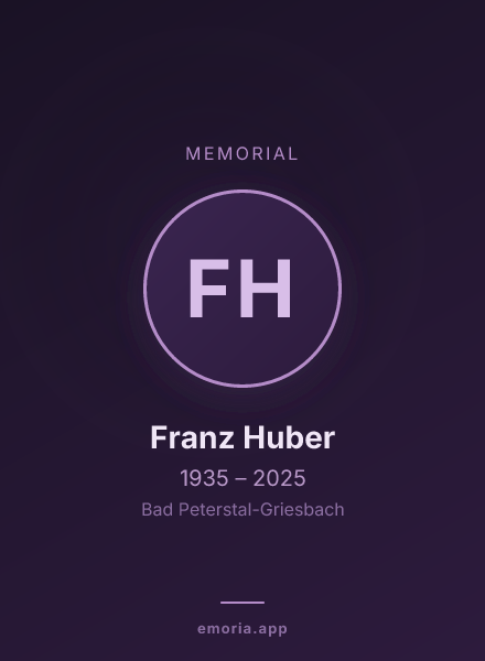 Memorial portrait of Franz Huber