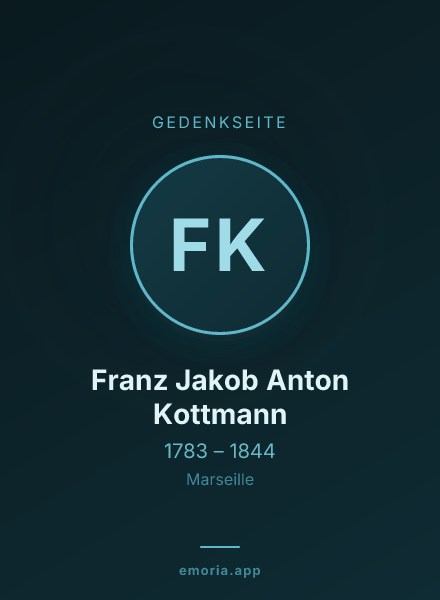 Gedenkportrait von Franz Jakob Anton Kottmann
