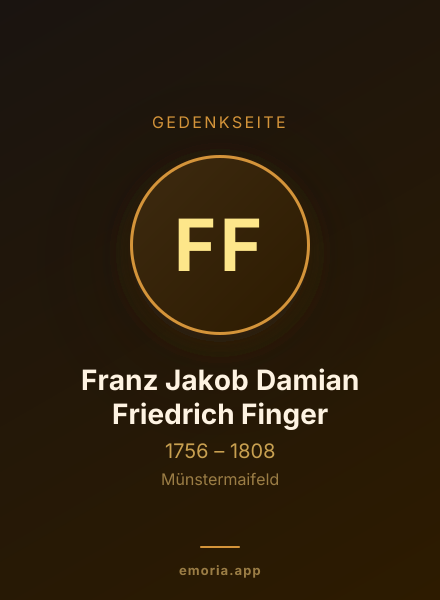 Gedenkportrait von Franz Jakob Damian Friedrich Finger