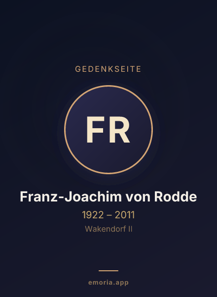 Gedenkportrait von Franz-Joachim von Rodde