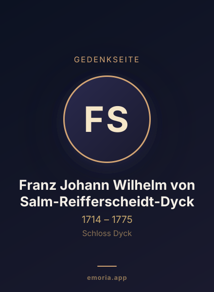 Gedenkportrait von Franz Johann Wilhelm von Salm-Reifferscheidt-Dyck