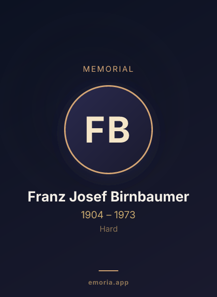 Memorial portrait of Franz Josef Birnbaumer