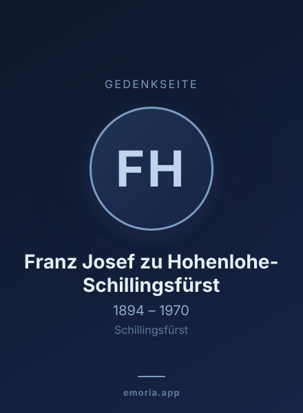 Gedenkportrait von Franz Josef zu Hohenlohe-Schillingsfürst