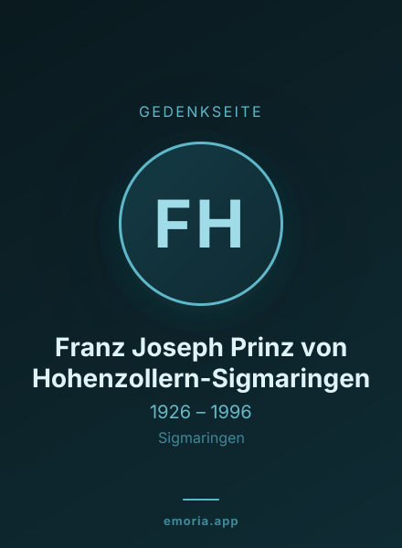 Gedenkportrait von Franz Joseph Prinz von Hohenzollern-Sigmaringen
