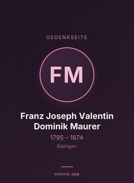 Gedenkportrait von Franz Joseph Valentin Dominik Maurer