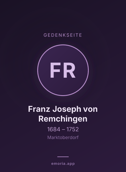 Gedenkportrait von Franz Joseph von Remchingen
