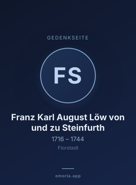Gedenkportrait von Franz Karl August Löw von und zu Steinfurth
