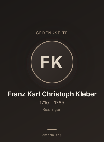 Gedenkportrait von Franz Karl Christoph Kleber