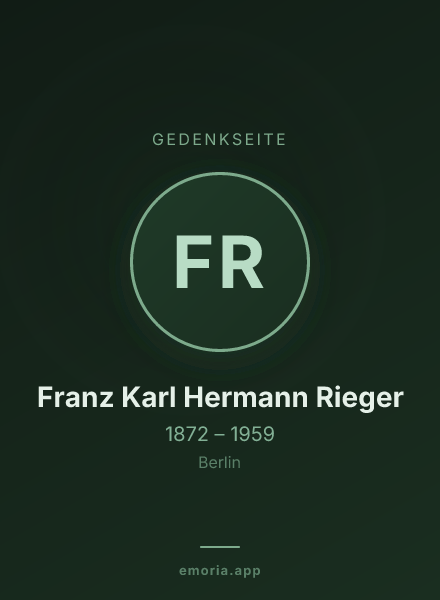 Gedenkportrait von Franz Karl Hermann Rieger