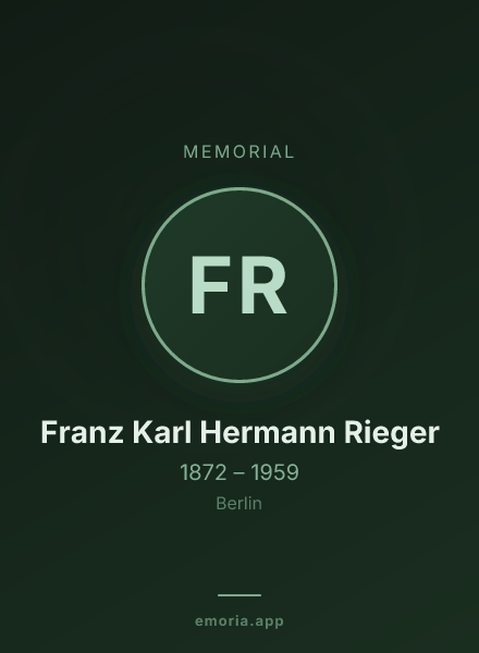 Memorial portrait of Franz Karl Hermann Rieger