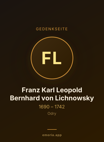 Gedenkportrait von Franz Karl Leopold Bernhard von Lichnowsky