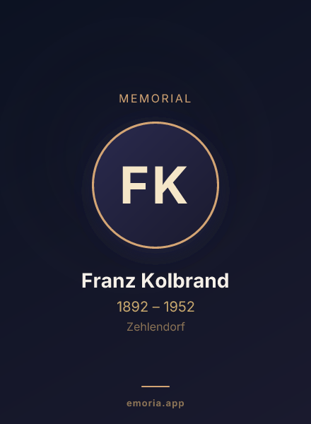 Memorial portrait of Franz Kolbrand