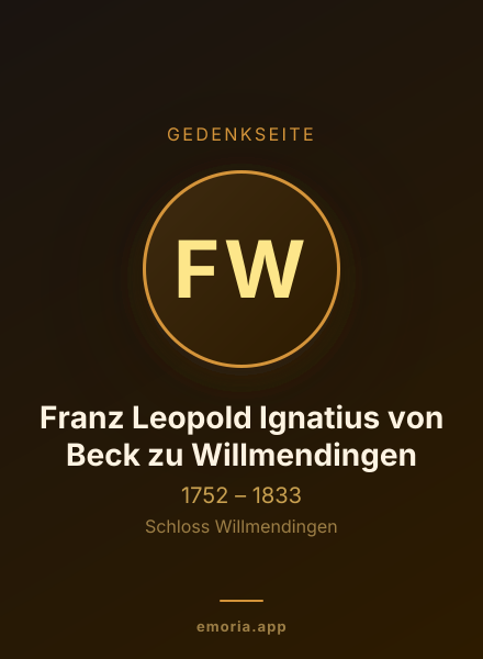 Gedenkportrait von Franz Leopold Ignatius von Beck zu Willmendingen