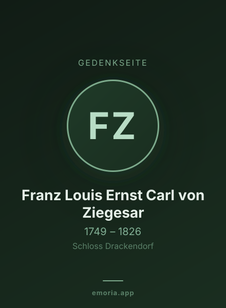 Gedenkportrait von Franz Louis Ernst Carl von Ziegesar