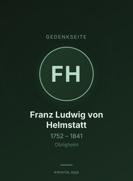 Gedenkportrait von Franz Ludwig von Helmstatt