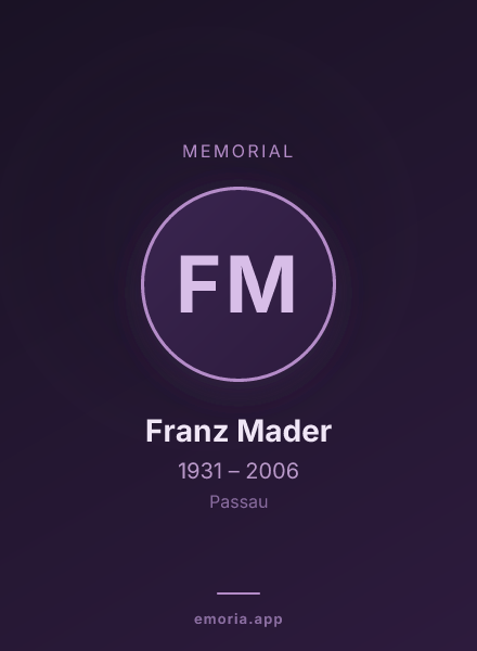 Memorial portrait of Franz Mader