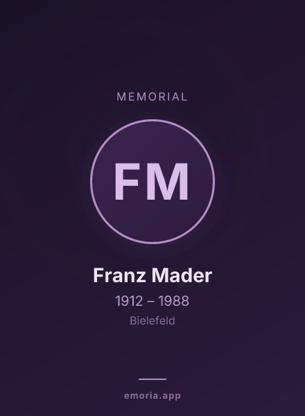 Memorial portrait of Franz Mader