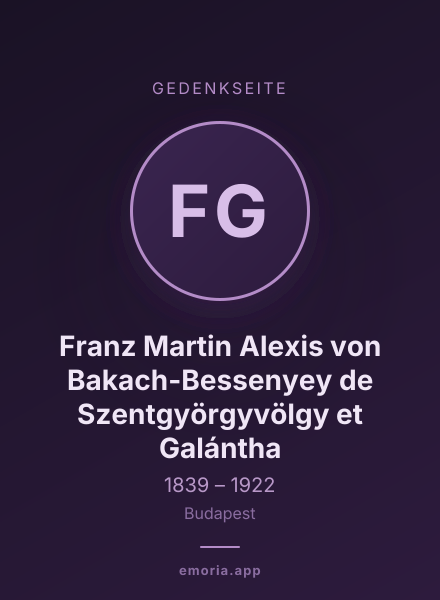 Gedenkportrait von Franz Martin Alexis von Bakach-Bessenyey de Szentgyörgyvölgy et Galántha
