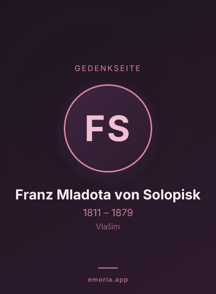 Gedenkportrait von Franz Mladota von Solopisk