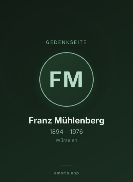 Gedenkportrait von Franz Mühlenberg