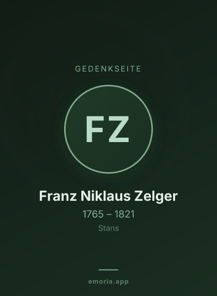 Gedenkportrait von Franz Niklaus Zelger