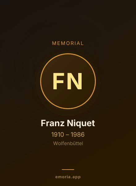 Memorial portrait of Franz Niquet