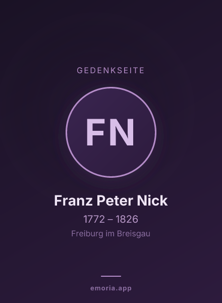 Gedenkportrait von Franz Peter Nick
