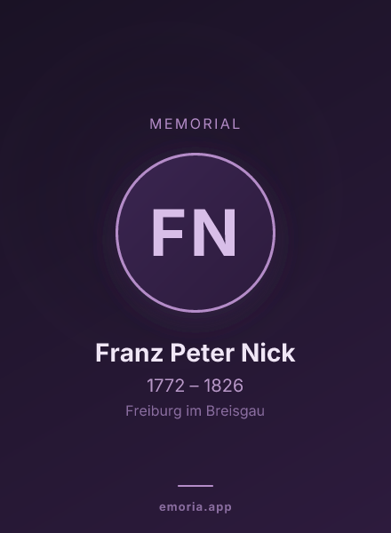 Memorial portrait of Franz Peter Nick