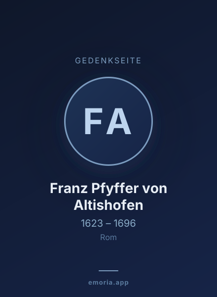 Gedenkportrait von Franz Pfyffer von Altishofen