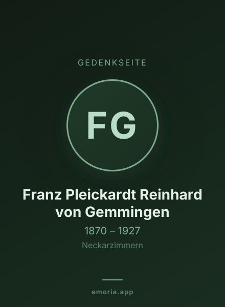 Gedenkportrait von Franz Pleickardt Reinhard von Gemmingen
