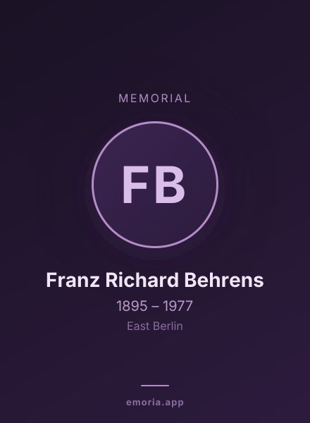 Memorial portrait of Franz Richard Behrens