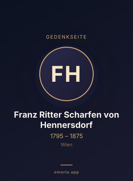 Gedenkportrait von Franz Ritter Scharfen von Hennersdorf