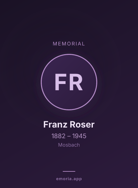 Memorial portrait of Franz Roser