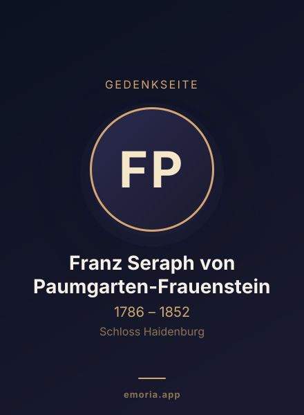 Gedenkportrait von Franz Seraph von Paumgarten-Frauenstein