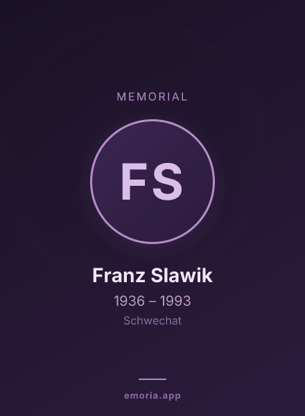 Memorial portrait of Franz Slawik