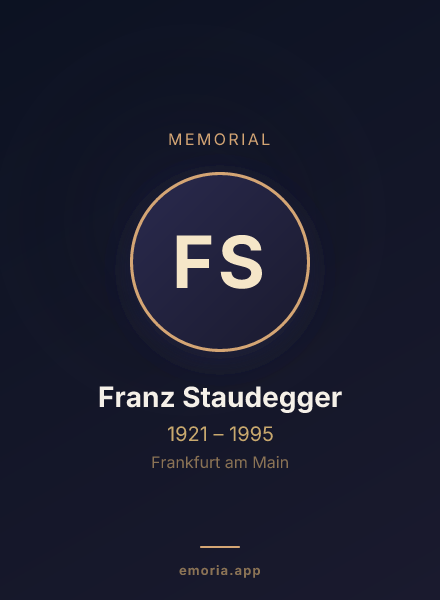 Memorial portrait of Franz Staudegger