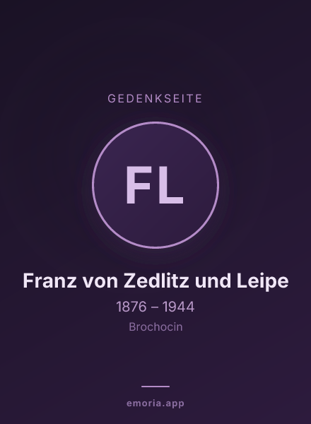 Gedenkportrait von Franz von Zedlitz und Leipe