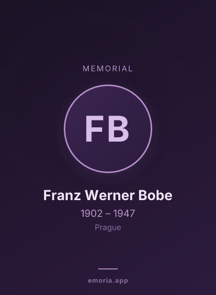 Memorial portrait of Franz Werner Bobe