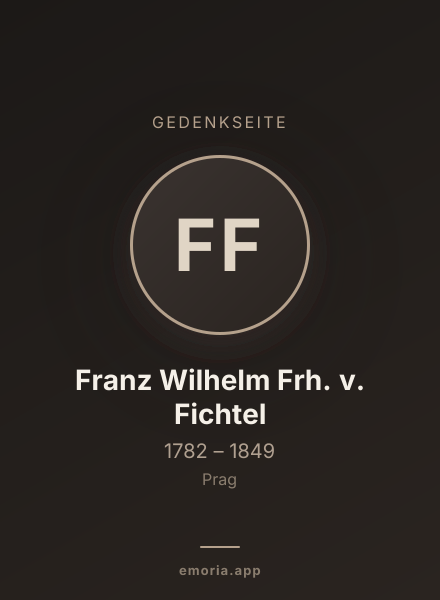 Gedenkportrait von Franz Wilhelm Frh. v. Fichtel