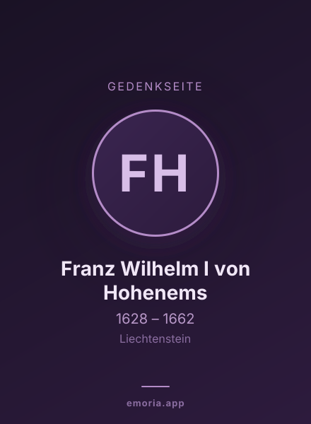 Gedenkportrait von Franz Wilhelm I von Hohenems