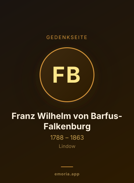 Gedenkportrait von Franz Wilhelm von Barfus-Falkenburg