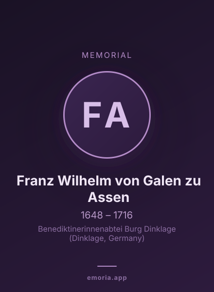 Memorial portrait of Franz Wilhelm von Galen zu Assen