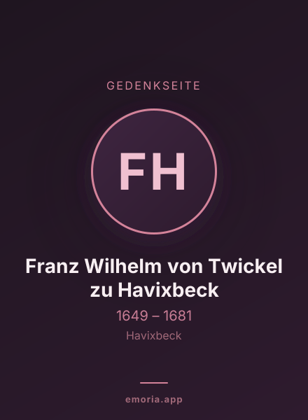 Gedenkportrait von Franz Wilhelm von Twickel zu Havixbeck