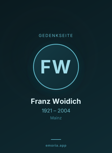 Gedenkportrait von Franz Woidich