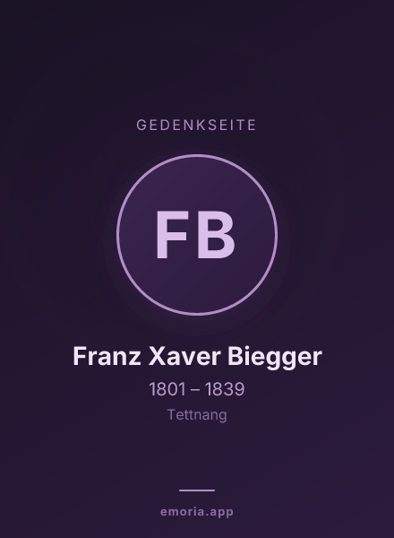 Gedenkportrait von Franz Xaver Biegger
