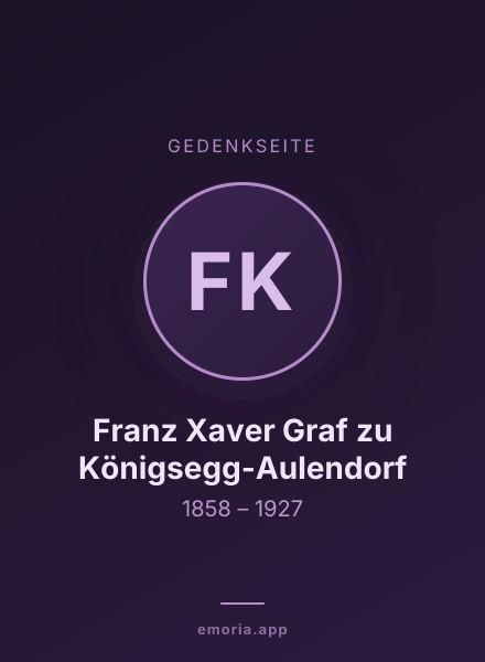 Gedenkportrait von Franz Xaver Graf zu Königsegg-Aulendorf