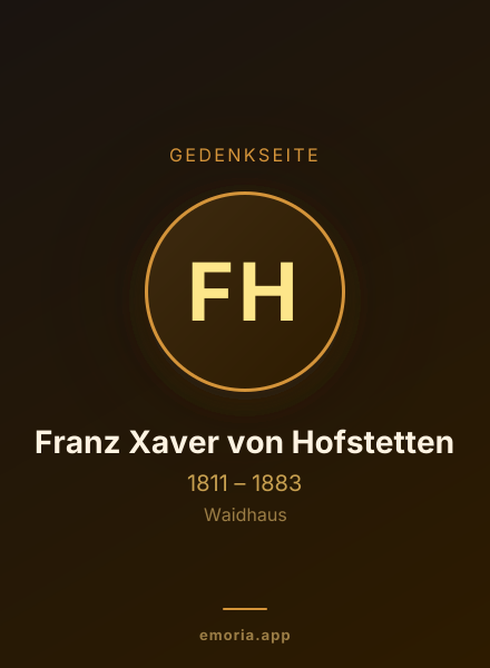 Gedenkportrait von Franz Xaver von Hofstetten