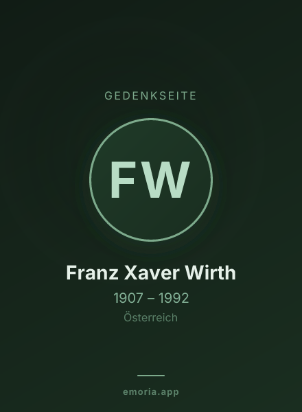 Gedenkportrait von Franz Xaver Wirth