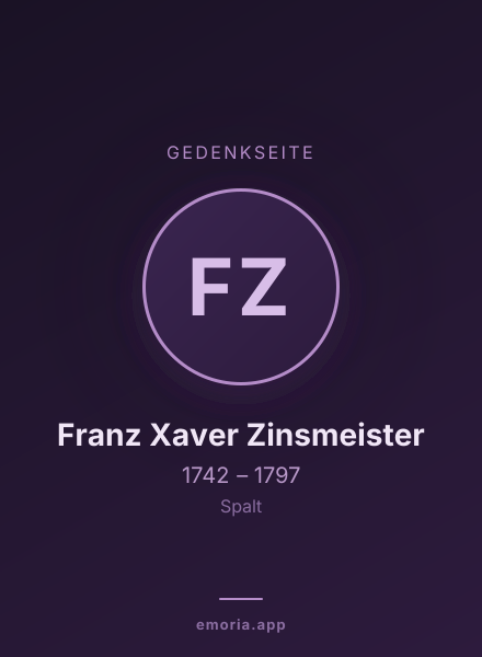 Gedenkportrait von Franz Xaver Zinsmeister